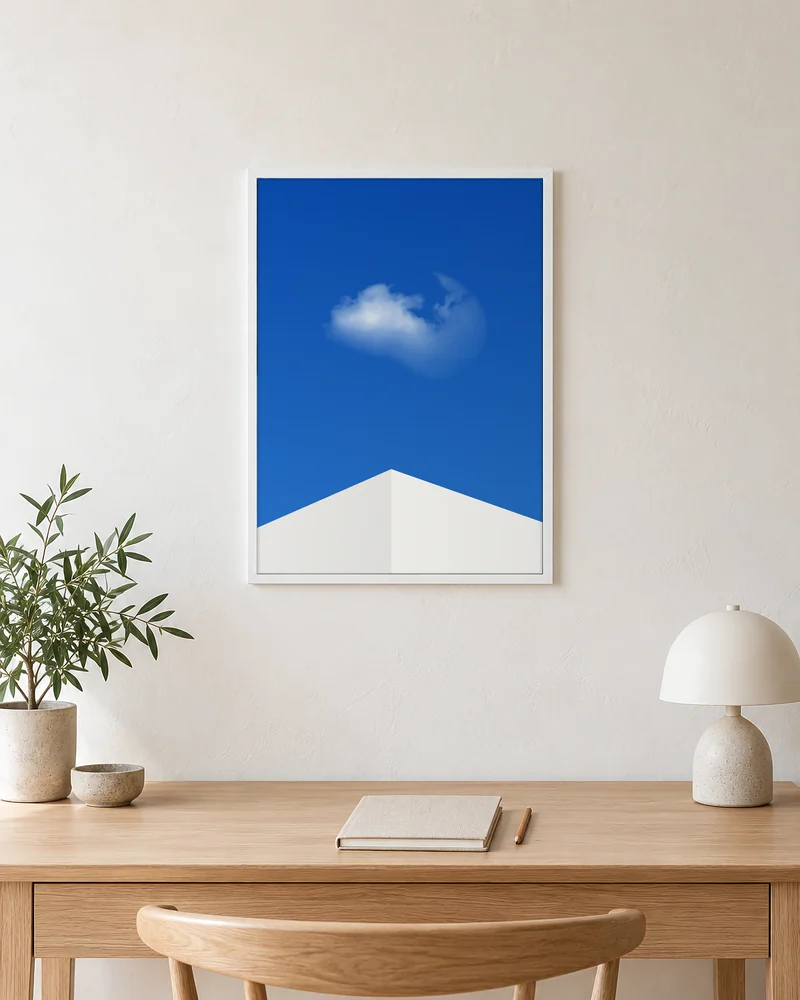 雲と縁を書斎に飾った様子