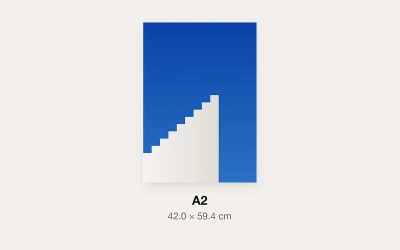 空で途切れる階段のA3とA2の大きさの比較