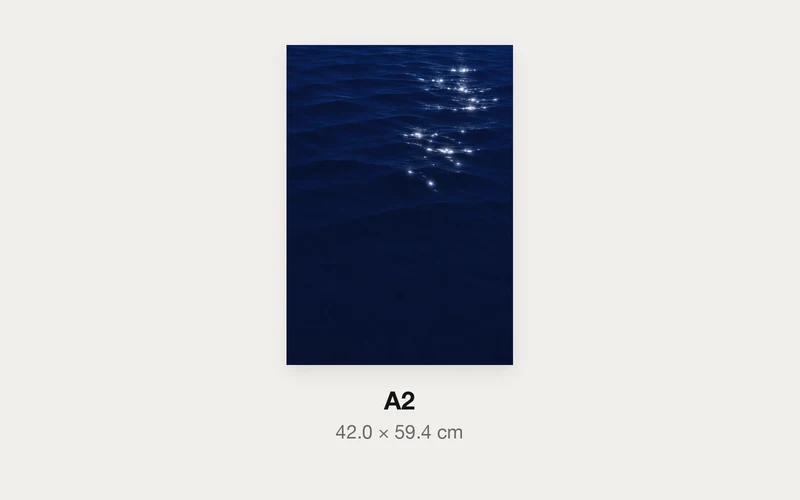 夜の水面のA3とA2の大きさの比較