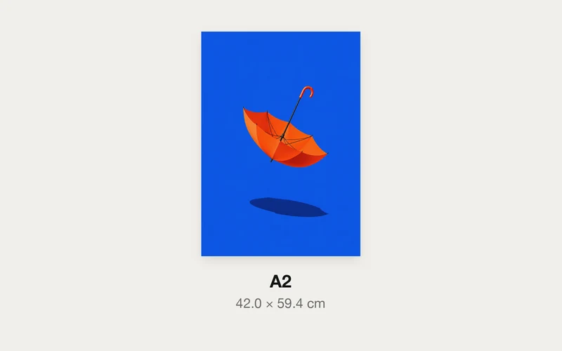 落ちる傘のA3とA2の大きさの比較