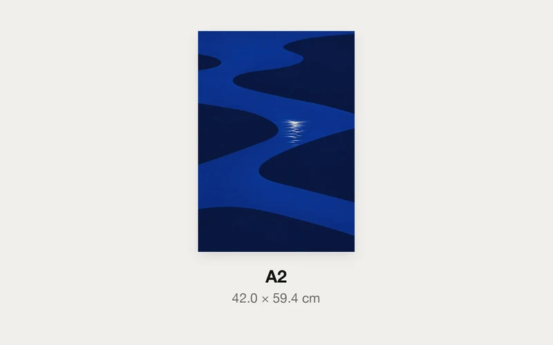 月の映り込みのA3とA2の大きさの比較